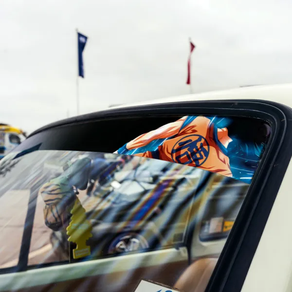 60" Black Son Goku v1 Kakarot Super Saiyan Kanji Go 悟 Symbol Universe 7 Capsule Corp Z DBZ  Manga Anime Sun Strip Printed Windshield Car Vinyl Sticker Decal>