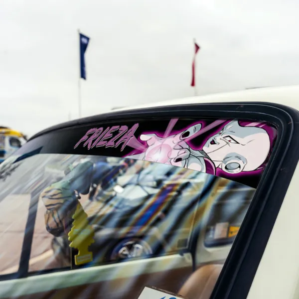 60" Frieza v1 Villian Goku Saiyan Dragon Z Super DBZ F Manga Anime Sun Strip Printed Windshield Car Vinyl Sticker Decal>
