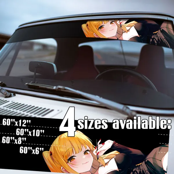 60" Misa Amane v1 The Second Kira Backout Queen Gothic Punk Light Yagami Rem Ryuk Shinigami Eyes Waifu Girl Anime Manga Sun Strip Printed Windshield Vinyl Sticker Decal>