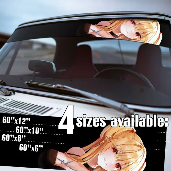 60" Misa Amane v3 The Second Kira Backout Queen Gothic Punk Light Yagami Rem Ryuk Shinigami Eyes Waifu Girl Anime Manga Sun Strip Printed Windshield Vinyl Sticker Decal>
