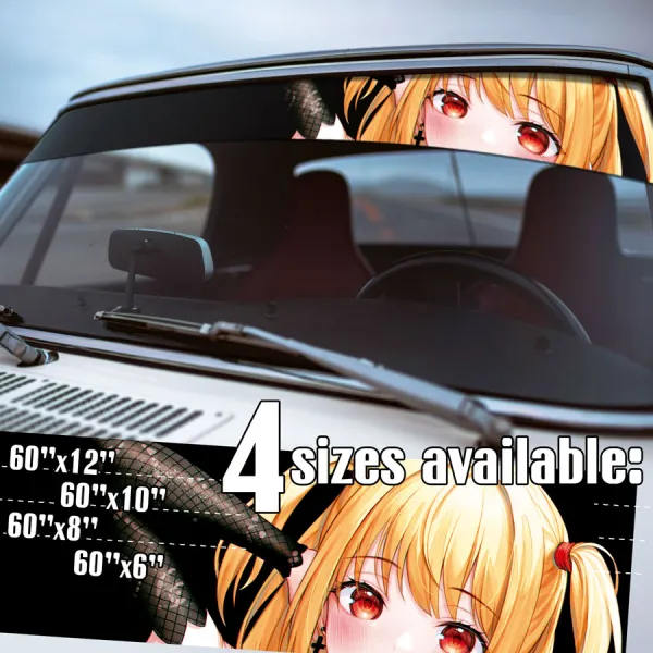 60" Misa Amane v2 The Second Kira Backout Queen Gothic Punk Light Yagami Rem Ryuk Shinigami Eyes Waifu Girl Anime Manga Sun Strip Printed Windshield Vinyl Sticker Decal>