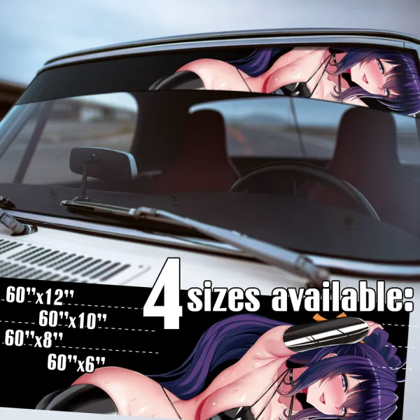 60" Akeno Himejima v12 Kuoh Academy Devil Fallen Angel Queen Thunder Lightning Waifu Boobs Girl Manga Anime Printed Windshield Vinyl Sticker Decal>