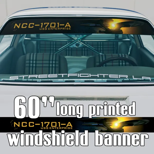 60" Trek v1 USS Enterprise Ship NCC 1701 A Sun Strip Printed Windshield Car Vinyl Sticker Decal>