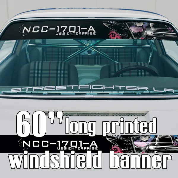 60" Trek v2 USS Enterprise Ship NCC 1701 A Sun Strip Printed Windshield Car Vinyl Sticker Decal>