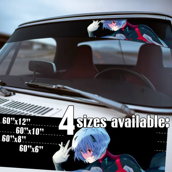 60" Rei Ayanami v8 Eva Unit 00 Pilot Angel NERV Tokyo 3 Magi Mecha Manga Anime Printed Windshield Vinyl Sticker Decal>