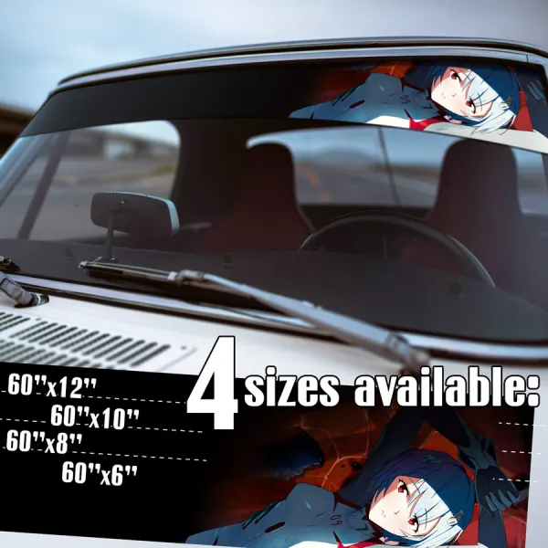 60" Rei Ayanami v7 Eva Unit 00 Pilot Angel NERV Tokyo 3 Magi Mecha Manga Anime Printed Windshield Vinyl Sticker Decal>