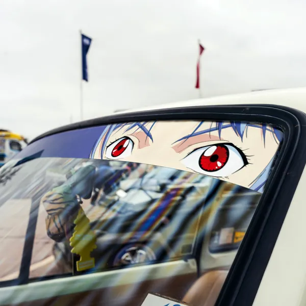 60" Rei Ayanami v4 Eva Angel NERV Anime Manga Sun Strip Printed Windshield Vinyl Sticker Decal>