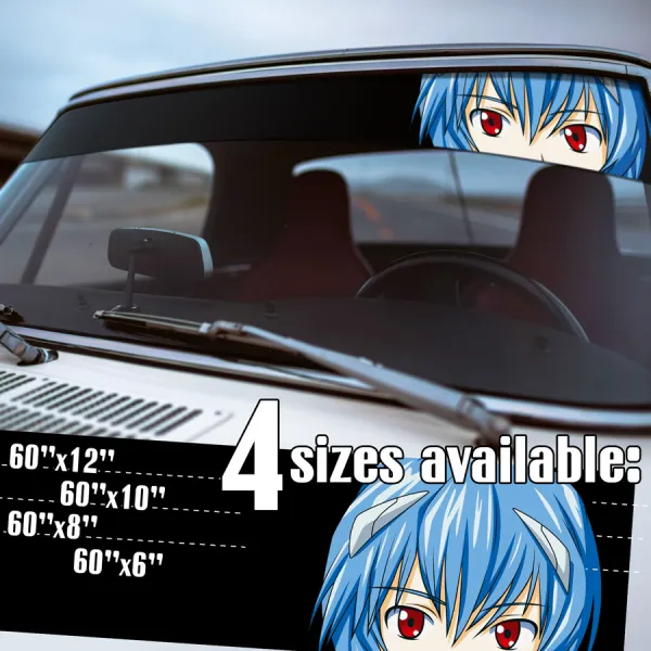 60" Rei Ayanami v3 Eva Angel NERV Anime Manga Sun Strip Printed Windshield Vinyl Sticker Decal>