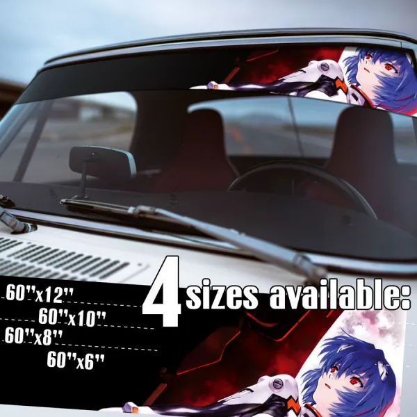 60" Rei Ayanami v2 Eva Angel NERV Anime Manga Sun Strip Printed Windshield Vinyl Sticker Decal>