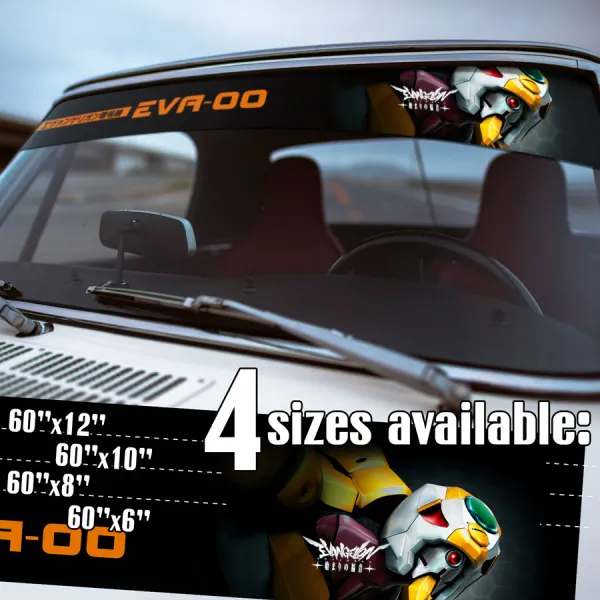 60" Eva Unit 00 Rei Ayanami v1 Angel NERV Anime Manga Sun Strip Printed Windshield Vinyl Sticker Decal>