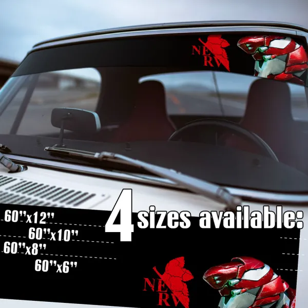60" Eva Unit 02 Asuka Langley Soryu v1 Angel NERV Anime Manga Sun Strip Printed Windshield Vinyl Sticker Decal>