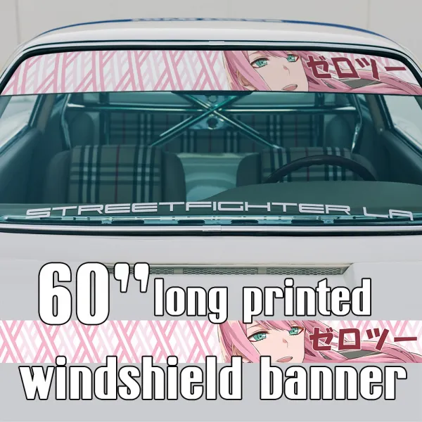 60" Zero Two v5 Code 002 ゼロツー Strelizia Sutorerichia Sexy Girl Anime Manga Sun Strip Printed Car Vinyl Sticker Decal>