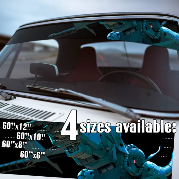 60" MS-07B Gouf v3 Ramba Ral Combat Ground Type Axe Principality Of Zeon Space Strike Fleet Mecha Robot Zeonic Anime Manga Sun Strip Printed Windshield Vinyl Sticker Decal>
