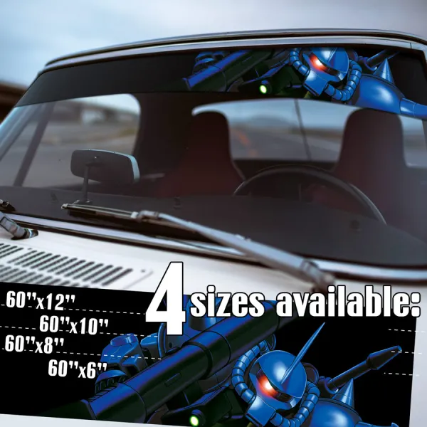 60" MS-07B Gouf v2 Ramba Ral Combat Ground Type Axe Principality Of Zeon Space Strike Fleet Mecha Robot Zeonic Anime Manga Sun Strip Printed Windshield Vinyl Sticker Decal>