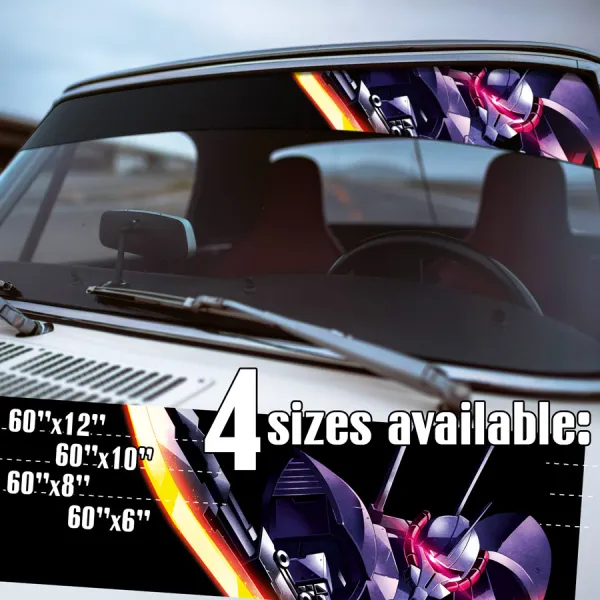 60" MS-11 v1 Act Zaku Principality of Zeon Neo Earth Federation Axe MS-06 Zaku II Zeonic Anime Manga Sun Strip Printed Windshield Vinyl Sticker Decal>