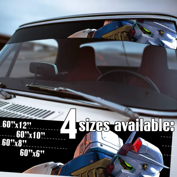 60" RX-78-2 v10 Amuro Ray Earth Federation Forces E.F.F. White Devil Zeon Armor Core Block System Mecha Robot Zeonic Anime Manga Sun Strip Printed Windshield Vinyl Sticker Decal>
