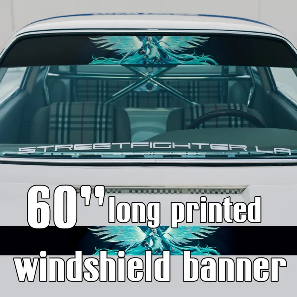 60" Miku v2 Vocaloid 初音ミク Anime Girl Kawaii Sun Strip Printed Windshield Car Vinyl Sticker Decal>