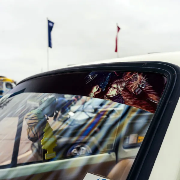 60" Han Solo Chewbacca Millenium Falcon Rebel Alliance Leia Darth Galactic Empire Sun Strip Printed Car Vinyl Sticker Decal>