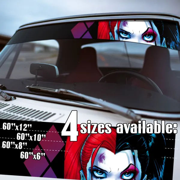 60" Daddys Lil Monster Puddin Look Eyes Suicide Sexy Hot Comic Sun Strip Printed Windshield Car Vinyl Sticker Decal>