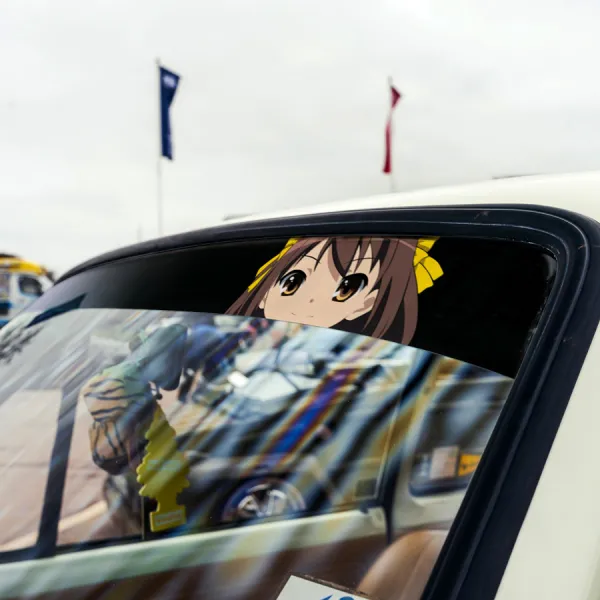 60" Haruhi Suzumiya v1 SOS Asahina Koizumi Nagato Kyon Anime Manga Sun Strip Printed Windshield Car Vinyl Sticker Decal>