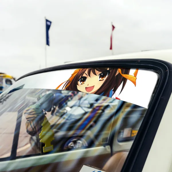 60" Haruhi Suzumiya v5 SOS Asahina Koizumi Nagato Kyon Anime Manga Sun Strip Printed Windshield Car Vinyl Sticker Decal>