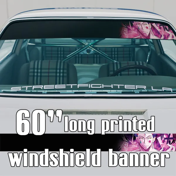 60" Gon Freecss v3 Neferpitou Hisoka Morow Killua Alluka Zoldyck Kurapika Anime Manga Sun Strip Printed Windshield Car Vinyl Sticker Decal>