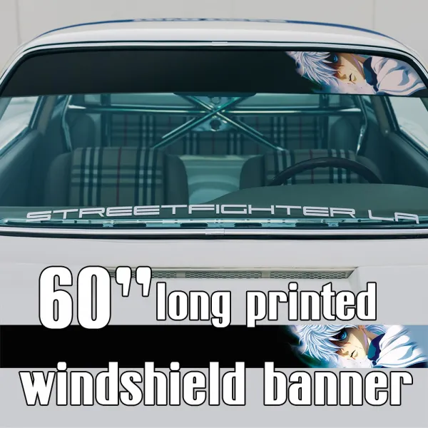 60" Gon Freecss v8 Neferpitou Hisoka Morow Killua Alluka Zoldyck Kurapika Anime Manga Sun Strip Printed Windshield Car Vinyl Sticker Decal>