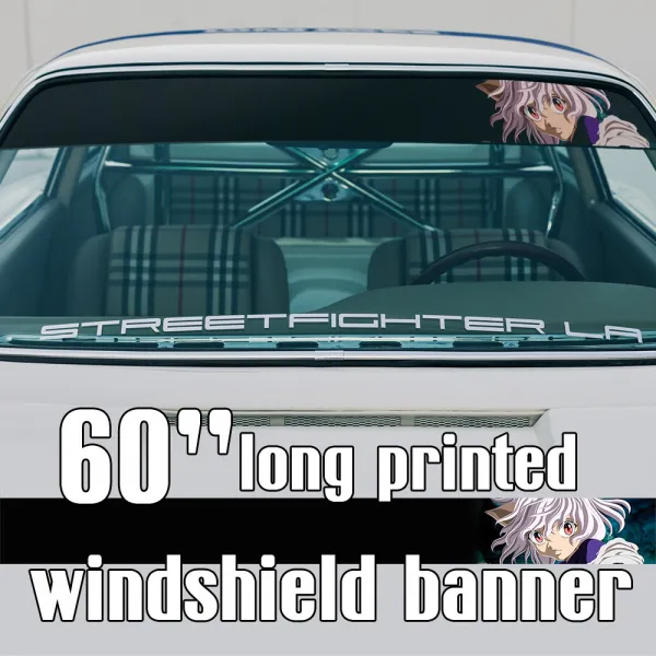 60" Gon Freecss v9 Neferpitou Hisoka Morow Killua Alluka Zoldyck Kurapika Anime Manga Sun Strip Printed Windshield Car Vinyl Sticker Decal>