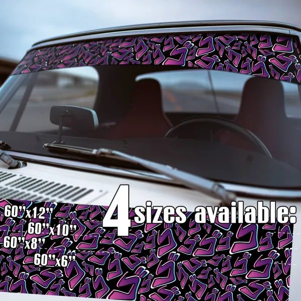 60" Menacing Symbols Kanji Japanese Jotaro Kujo Stand Goro Go J Dramatic Cap Golden Hand Manga Anime Printed Windshield Vinyl Sticker Decal>