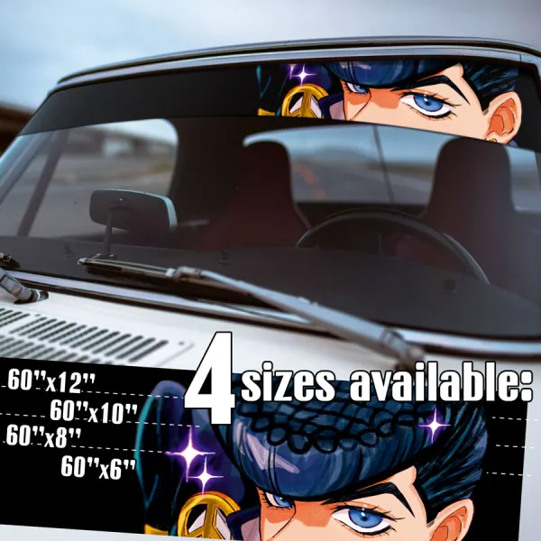 60" Josuke Higashikata v1 Stand Crazy Diamond Repair Peace Symbol Elvis-style Pompadour Hair Manga Anime Printed Windshield Vinyl Sticker Decal>