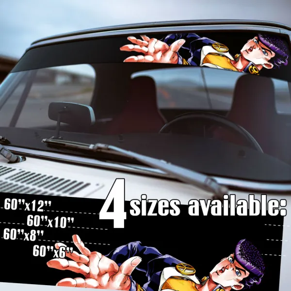 60" Josuke Higashikata v2 Stand Crazy Diamond Repair Peace Symbol Elvis-style Pompadour Hair Manga Anime Printed Windshield Vinyl Sticker Decal>