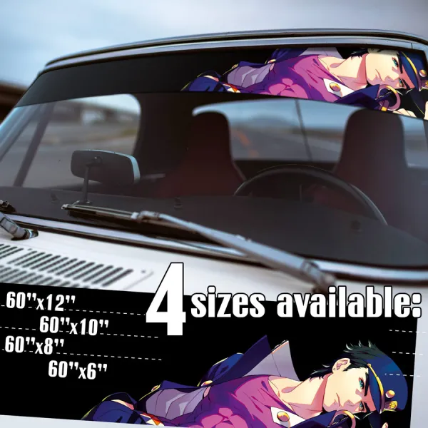 60" Jotaro Kujo v4 Stand Star Platinum Cap Golden Hand Symbol Chain Menacing Goro Go J Manga Anime Printed Windshield Vinyl Sticker Decal>