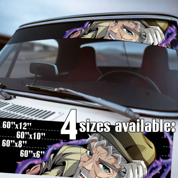 60" Joseph Joestar v2 Old Part 3 Hermit Purple Stand Vines Ripple Hamon User Wave Energy Clackers Manga Anime Printed Windshield Vinyl Sticker Decal>