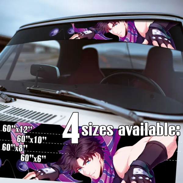 60" Joseph Joestar v1 Young Part 2 Hermit Purple Stand Vines Ripple Hamon User Wave Energy Clackers Manga Anime Printed Windshield Vinyl Sticker Decal>