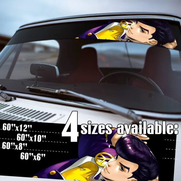 60" Josuke Higashikata v3 Stand Crazy Diamond Repair Peace Symbol Elvis-style Pompadour Hair Manga Anime Printed Windshield Vinyl Sticker Decal>