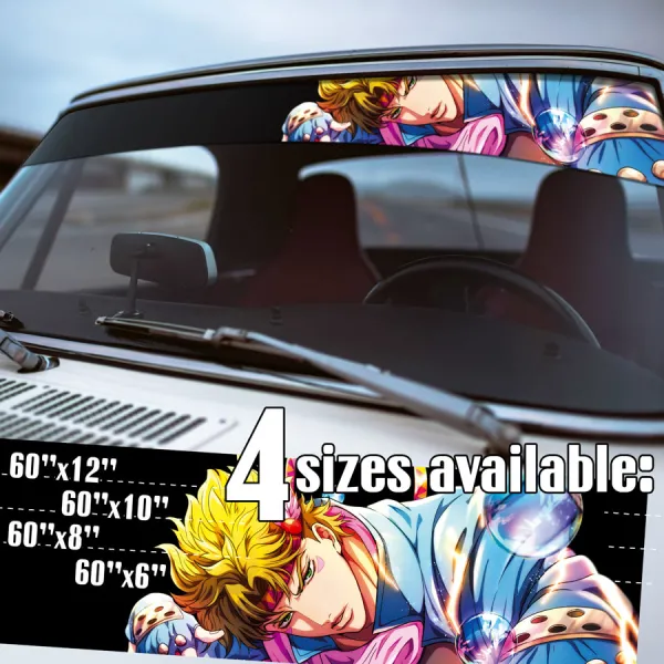 60" Caesar Anthonio Zeppeli v1 Bubble Attack Triangles Headband Feathers Ripple Hamon User Wave Energy Manga Anime Printed Windshield Vinyl Sticker Decal>