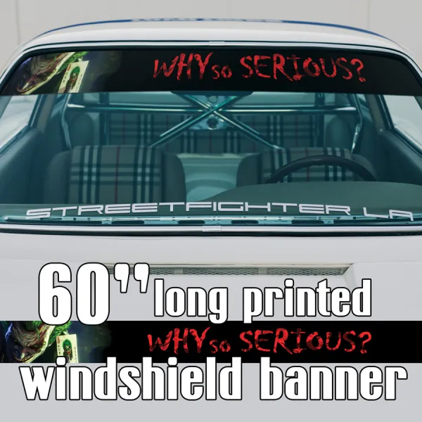 60" Hahaha Why So Serious Cards Game Smile Insane Sun Strip Printed Windshield Car Vinyl Sticker Decal>
