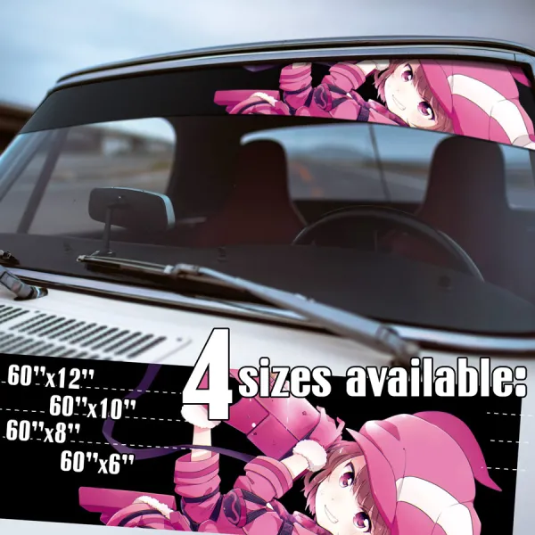 60" Kohiruimaki Karen v2 LLENN Pink Devil Ren Sword Gun P90 Squad Jam LM LF LPFM  Anime Manga Sun Strip Printed Windshield Car Vinyl Sticker Decal>