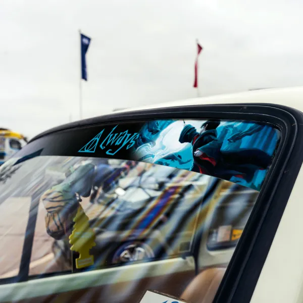 60" Deathly Dementor Deer Hallows Patronus Hogwarts Voldemort Charm Sun Strip Printed Windshield Car Vinyl Sticker Decal>