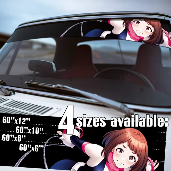 60" Ochaco Uraraka v5 Zero Gravity Uravity Uraraka Costume Meteor Storm Shie Hassaikai Raid U.A. Class Pro Hero Quirk Manga Anime Printed Windshield Vinyl Sticker Decal>