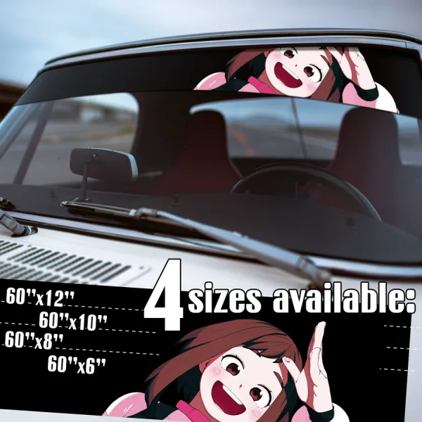 60" Ochaco Uraraka v2 Zero Gravity Uravity Uraraka Costume Meteor Storm Shie Hassaikai Raid U.A. Class Pro Hero Quirk Manga Anime Printed Windshield Vinyl Sticker Decal>