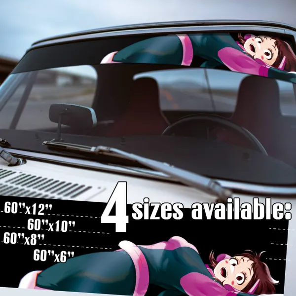 60" Ochaco Uraraka v3 Zero Gravity Uravity Uraraka Costume Meteor Storm Shie Hassaikai Raid U.A. Class Pro Hero Quirk Manga Anime Printed Windshield Vinyl Sticker Decal>