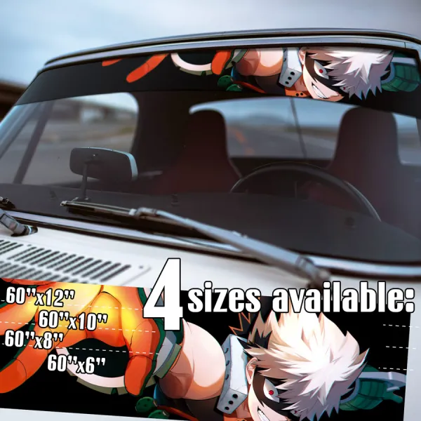 60" Katsuki Bakugo v1 Kacchan Great Explosive Murder God Dynamight Grenadier Bracers Dots U.A. High School Manga Anime Printed Windshield Vinyl Sticker Decal>