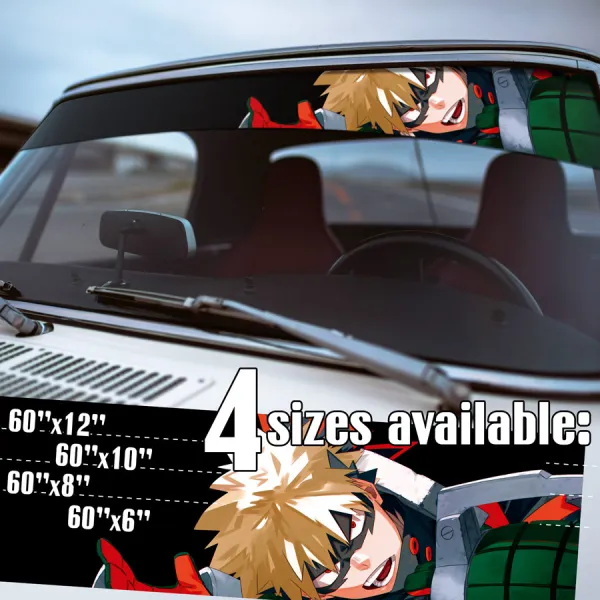 60" Katsuki Bakugo v2 Kacchan Great Explosive Murder God Dynamight Grenadier Bracers Dots U.A. High School Manga Anime Printed Windshield Vinyl Sticker Decal>