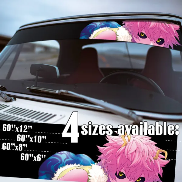 60" Mina Ashido v2 Ridley Pinky Horns Purple Turquoise Camouflage Bodysuit Acid Quirk Sclera Eyes U.A. High School Manga Anime Printed Windshield Vinyl Sticker Decal>