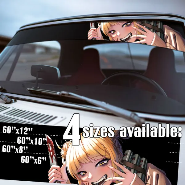 60" Himiko Toga v4 Seifuku Knife Mask League Villains Quirk Transform Paranormal Liberation Front Vanguard Action Squad Manga Anime Printed Windshield Vinyl Sticker Decal>
