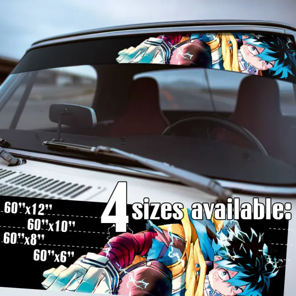 60" Izuku Midoriya v7 Deku Costume Epsilon One For All Smash Quirk Shie Hassaikai Raid Team U.A. High School Manga Anime Printed Windshield Vinyl Sticker Decal>
