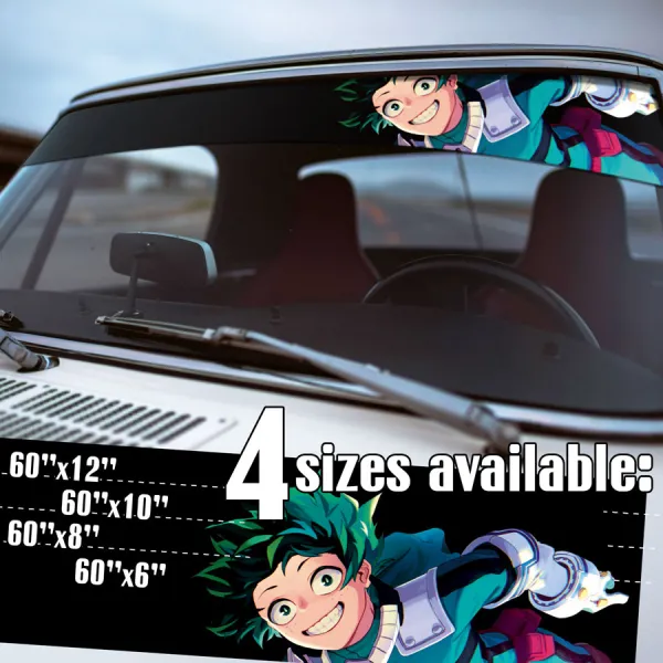 60" Izuku Midoriya v4 Deku Costume Gamma One For All Smash Quirk Shie Hassaikai Raid Team U.A. High School Manga Anime Printed Windshield Vinyl Sticker Decal>
