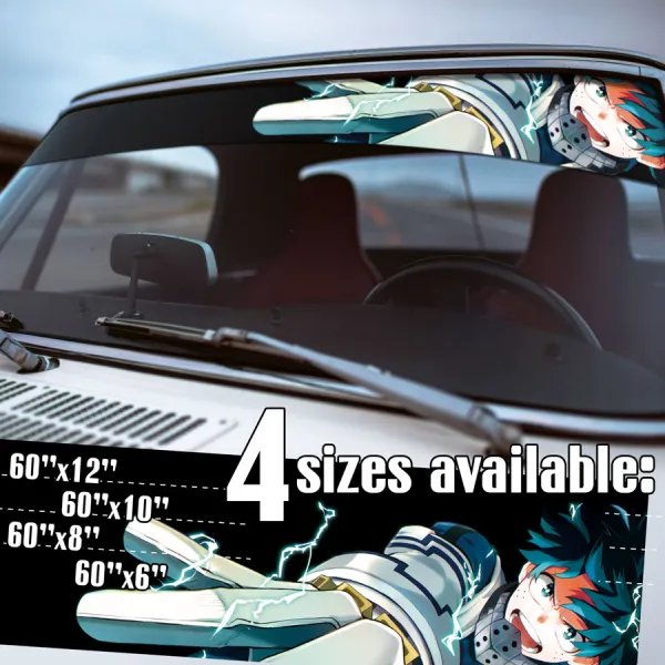 60" Izuku Midoriya v6 Deku Costume Delta One For All Smash Quirk Shie Hassaikai Raid Team U.A. High School Manga Anime Printed Windshield Vinyl Sticker Decal>