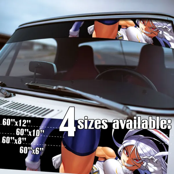 60" Rumi Usagiyama v2 Mirko Rabbit Ears Round Tail Quirk Luna Tiger Bunny Crescent Moon U.A. High School Manga Anime Printed Windshield Vinyl Sticker Decal>